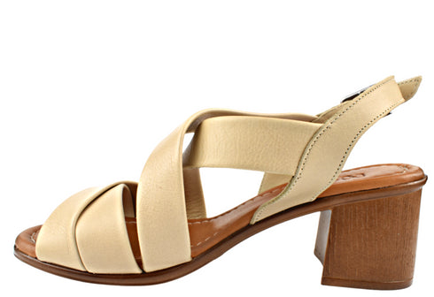 Sandale elegante, dama, ANNA VIOTTI, D42-635 crem, piele naturala, cu toc